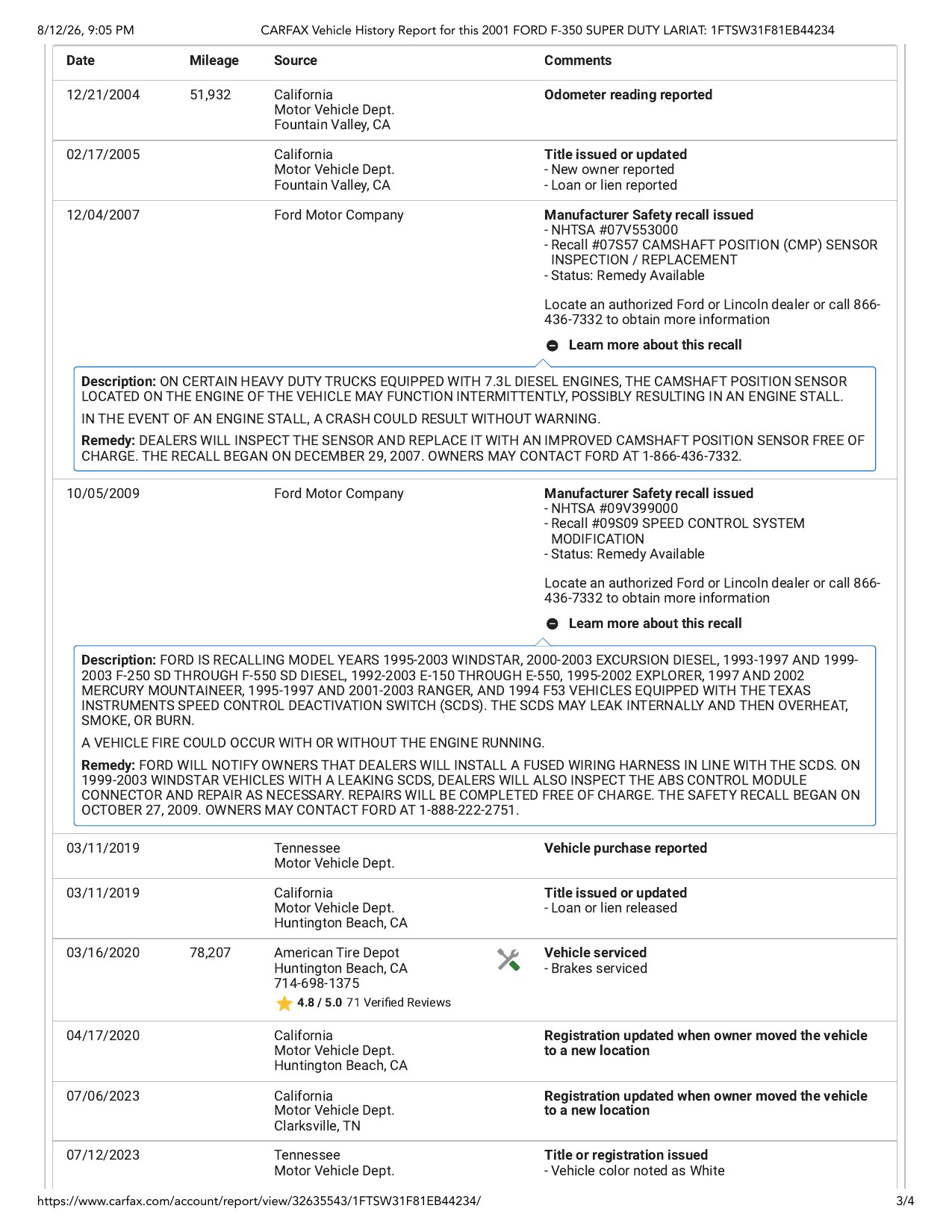 CARFAX report page 3