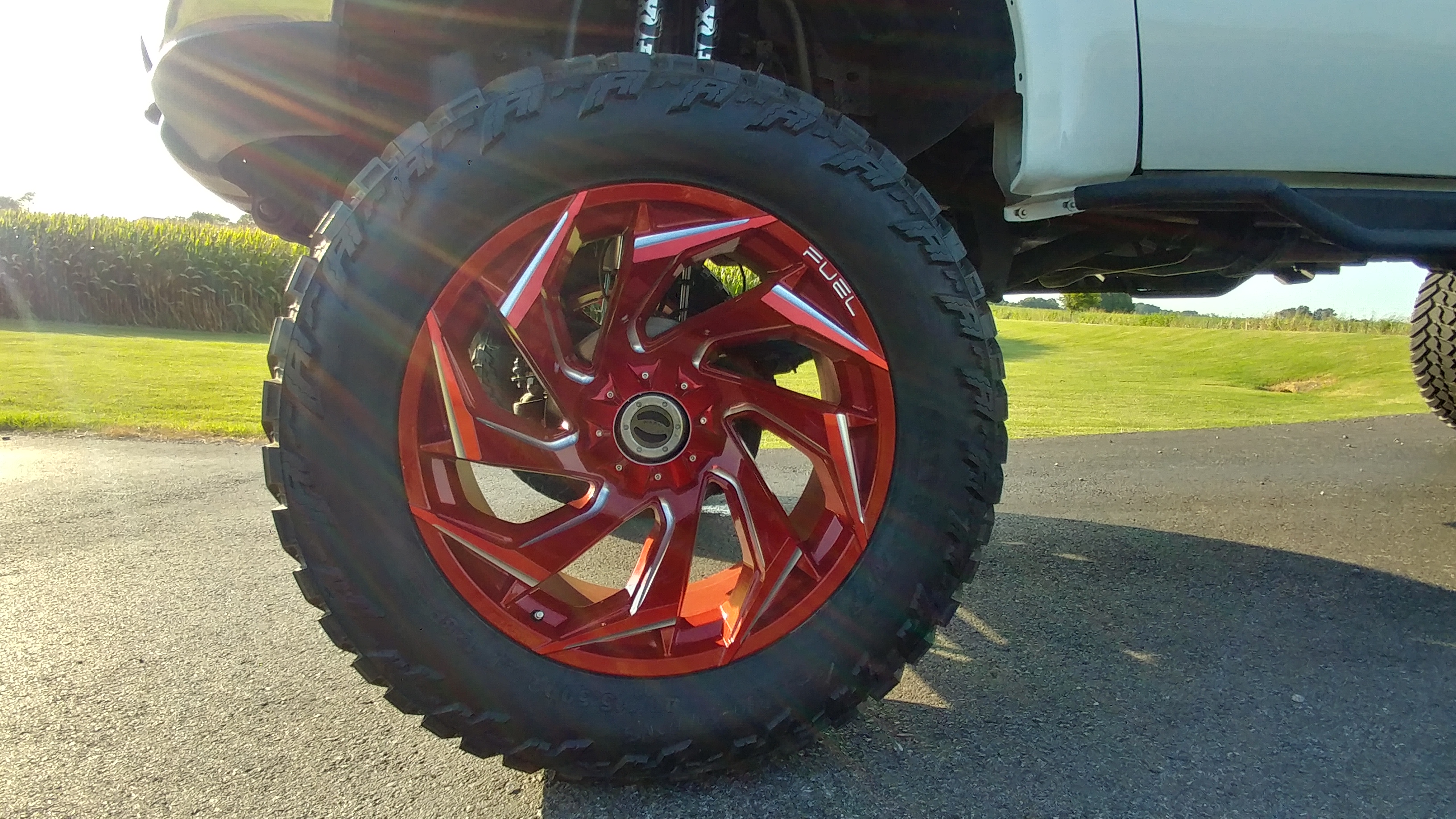 24 inch red Fuel wheel on a 40 inch tire