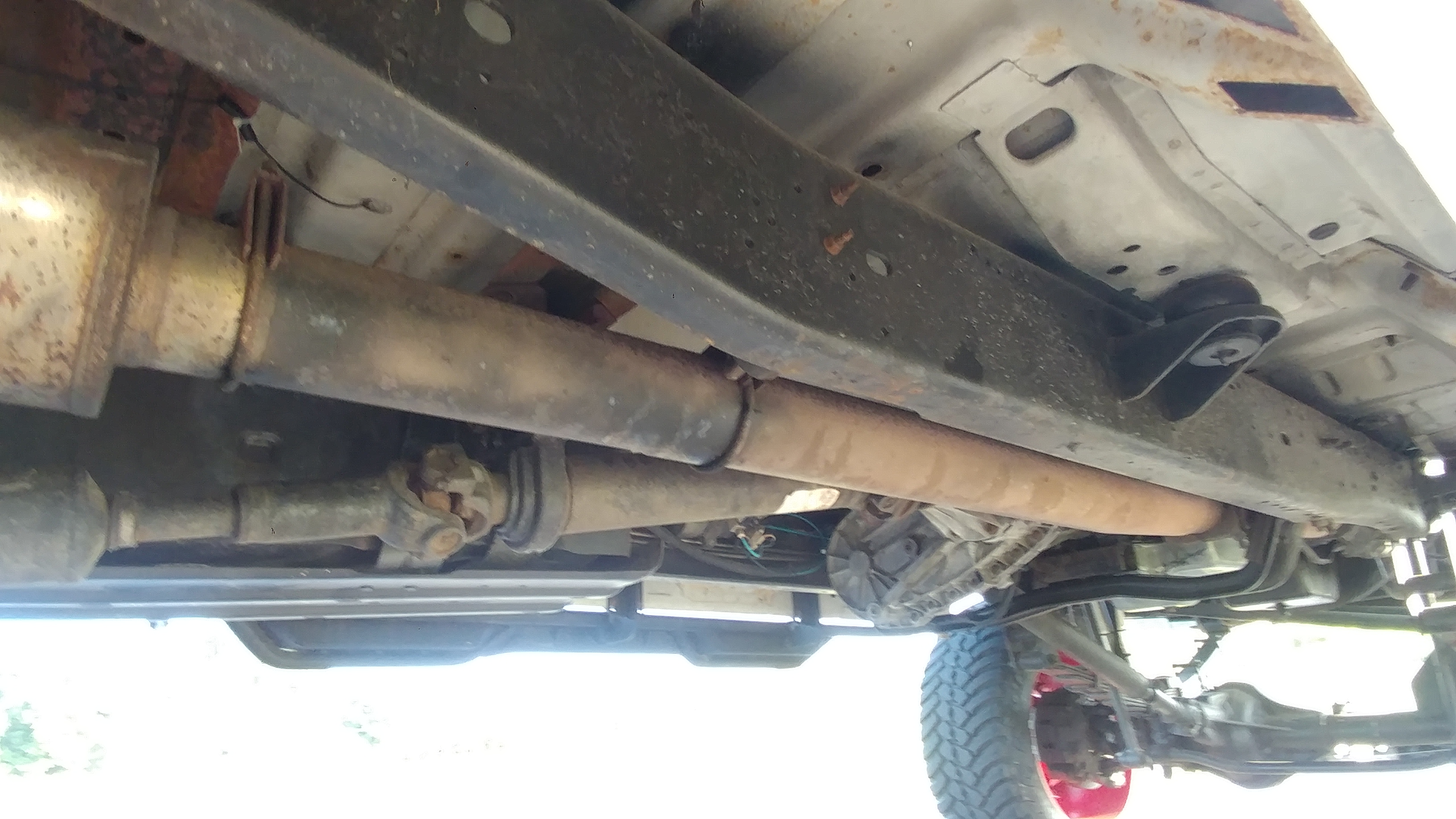 Underside showing driveshaft and exhaust routing
